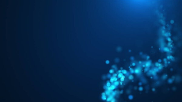 Beautiful blue glowing bokeh, shallow depth of field, computer generated abstract background, 3D render backdrop