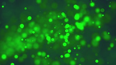 Parlak yeşil parlayan bokeh, alan sığ derinliği, modern bilgisayar oluşturulan fon, 3d render