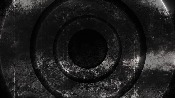 Grunge-Metall-Kreise Abstraktion mit Beleuchtung, 3D-Render-Computer generierten Hintergrund — Stockfoto
