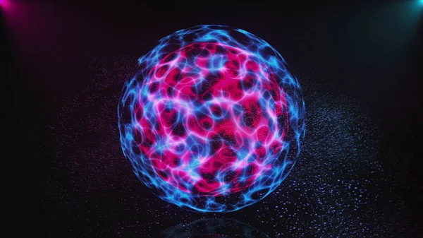 Esfera mágica abstracta 3d está en el espacio oscuro, 3d renderizar fondo generado por ordenador — Foto de Stock