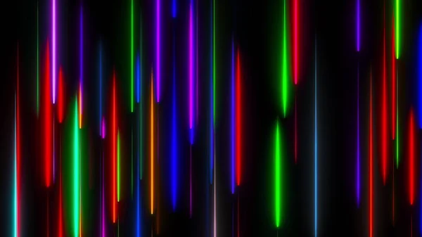 Muchas líneas verticales de iluminación de neón, telón de fondo generado por computadora abstracta, renderizado 3D —  Fotos de Stock