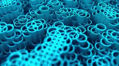 Birçok daire arka plan, 3d kesişen silindirler çok, bilgisayar oluşturulan fon