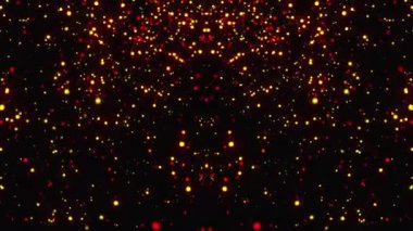 Fişekleri ile parlak parçacıkları ile soyut altın yağmur alan, modern parlak arka plan, 3d render vardır