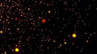 Fişekleri ile parlak parçacıkları ile soyut altın yağmur alan, modern parlak arka plan, 3d render vardır