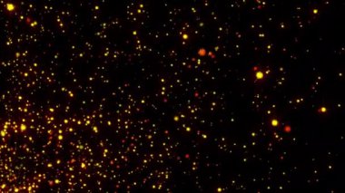 Fişekleri ile parlak parçacıkları ile soyut altın yağmur alan, modern parlak arka plan, 3d render vardır