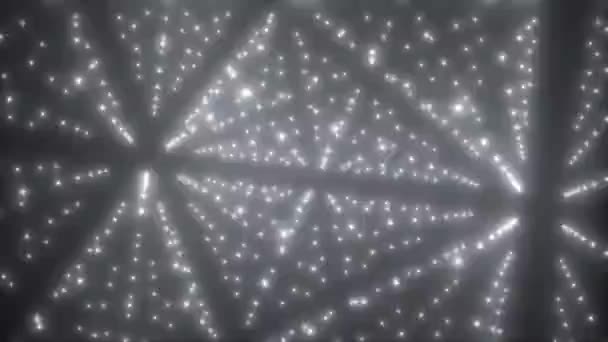 Luces brillantes fractales en la oscuridad, 3d hacen que la computadora genere telón de fondo — Vídeo de stock