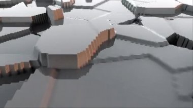 Soyut stilize arazi modern 3d yüzey modeli, 3d render arka plan, bilgisayar üreten arka plan