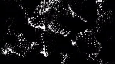 Soyut alanda sallanan parçacıklar, bilgisayar arazi veya sıvı yüzey gibi 3d render arka plan oluşturulan