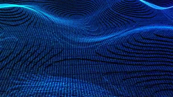 Wellenpartikel abstrakte Oberfläche mit Flimmereffekt, computergenerierter 3D-Hintergrund wie Gelände oder flüssige Oberfläche — Stockvideo