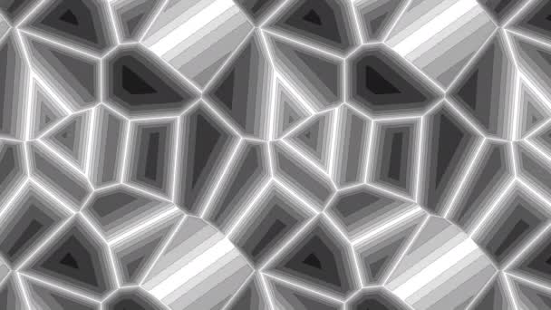 Nirengi şekilleri - geometri süslemeli üçgenler, 3 boyutlu tarama arkaplanı, bilgisayar üretimi — Stok video