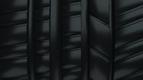 Superficie de neumático de rueda negra de coche moderno y brillante, computadora de renderizado 3d generada telón de fondo — Vídeo de stock