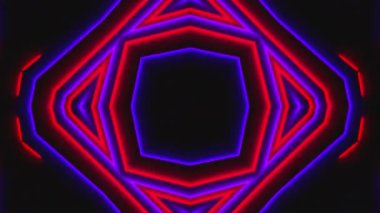 Güzel soyut simetri kaleydoskop parlak neon ile hat, 3d render zemin, bilgisayar üreten arka plan