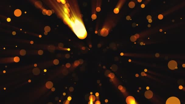 Abstract golden particles with flares are in space, modern background, 3d render backdrop — Stock Video