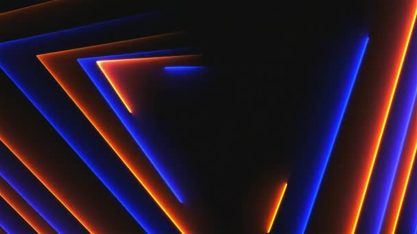 Багато неонових трикутників у просторі, абстрактний комп'ютер, створений на фоні, 3D рендеринг — стокове відео