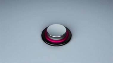 Yuvarlak itme düğmesi metalik bir halka ile sınırlanmış - tasarım için nesne, 3d render arka plan