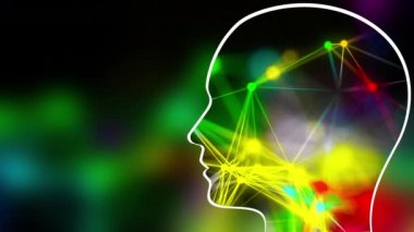 Yeşil, bilgisayar tarafından oluşturulan arka plan, 3d render üzerinde baş içinde nokta ile bağlı ince düz çizgiler Izgara