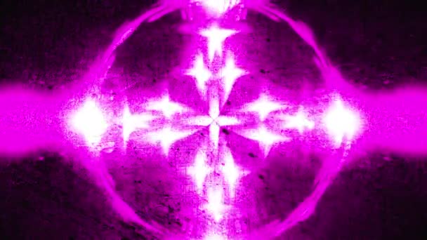 Computer gegenereerde caleidoscopische grunge achtergrond van twinkelende paarse lichten, 3D renderen — Stockvideo