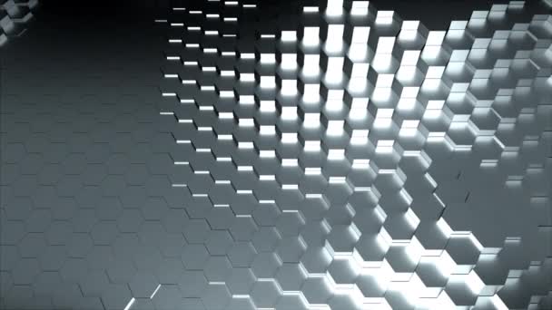 Wellige Textur aus silbernen Sechsecken. Computer generiert modernen Hintergrund, 3D-Rendering — Stockvideo