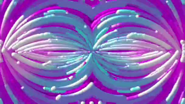 Computer generated background of colored stripes of plastic fluid in the form of two ellipses, 3d rendering — Stock Video