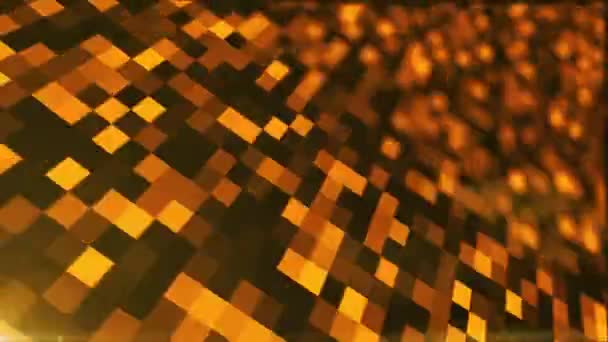 Созданный компьютером абстрактный технологический фон с анимационным движением мерцающих квадратов. 3d-рендеринг — стоковое видео