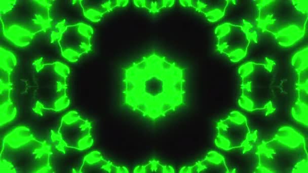 Abstraktní neon kaleidoskop pozadí, 3d vykreslení computeru pozadí — Stock video