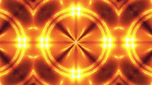 橙色分形灯的 3d 渲染。发光效果。计算机生成的闪烁圆圈的抽象背景. — 图库视频影像