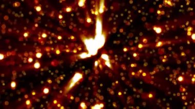 3d işleme altın parçacıklar parıltı ve siyah bir arka plan üzerinde bokeh oluşturun. Bilgisayar oluşturulan soyut arka plan