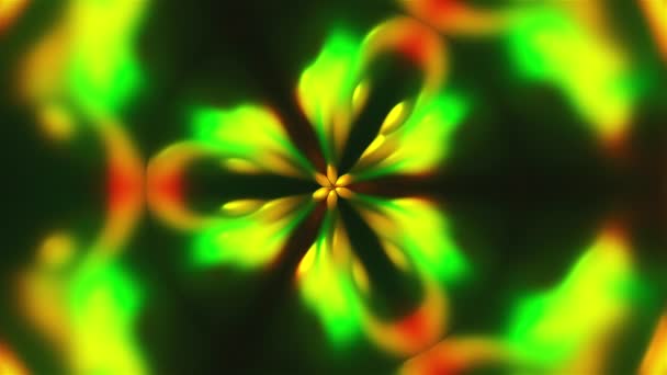 Ο υπολογιστής δημιούργησε φουτουριστικό Καλειδοσκόπιο πολύχρωμων σημείων συγχώνευσης. απόδοση 3D — Αρχείο Βίντεο
