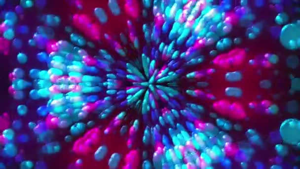 Computer generated background futuristic kaleidoscope of multicolored merging spots. 3d rendering — Stock Video