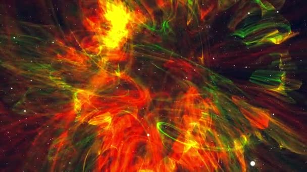 Компьютер создал красочный космический фон: спиральную туманность, звезды и галактики. 3d-рендеринг — стоковое видео