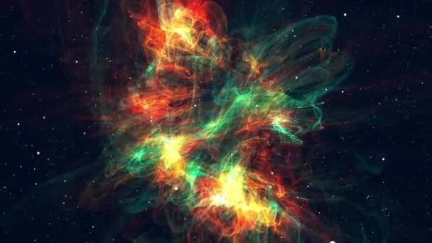 Computer generated colorful space background: spiraling nebula, stars and galaxies. 3d rendering — Stock Video