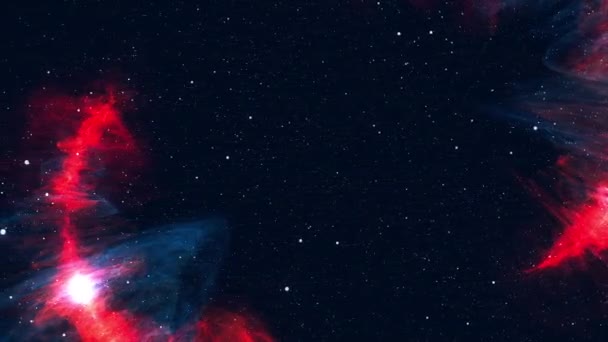 컴퓨터는 다채로운 공간 배경을 생성 : 나선형 성운, 별과 은하. 3D 렌더링 — 비디오