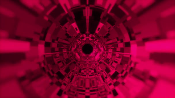 Fondo abstracto de un túnel cilíndrico hecho de microchips. Visualización 3D generada por ordenador — Vídeos de Stock