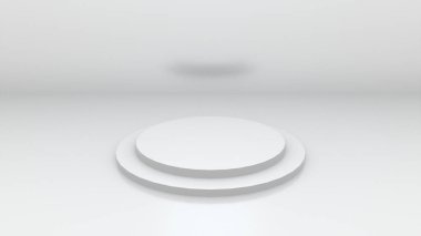3D görüntüleme, beyaz bir stüdyoda soyut bir arkaplan oluşturuldu