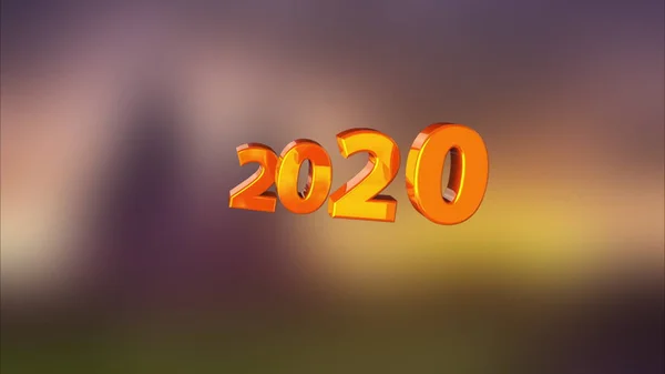 3D-Rendering-Hintergrund mit farbiger Zahl 2020 verwandelt sich in schwarz-weiß. Computergenerierte Animation des Konzepts des frohen neuen Jahres 2020 — Stockfoto
