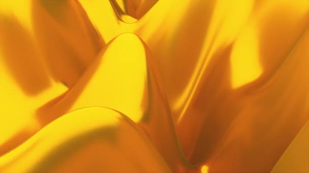 Комп'ютерна анімація бульбашкової золотої рідини з високими хвилями, 3d рендеринговий абстрактний фон — стокове відео