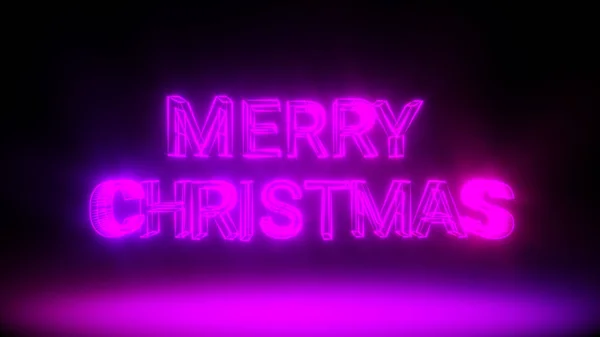 Frohe Weihnachten Neon-Text. 3D-Rendering-Hintergrund, computergenerierter Text für Urlaubsdesign — Stockfoto