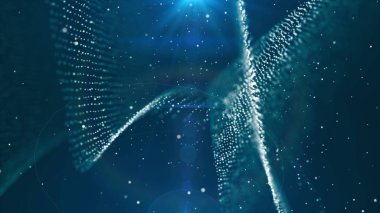 DOF parçacıklar, güzel dalgalı yüzeyi kumaş etkisi, 3d render, bilgisayar işleme soyutlama ile