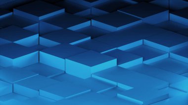 Birçok izometrik küpleri abstract, modern bilgisayar 3d render arka planda oluşturulan