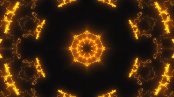 Abstraktní neon kaleidoskop pozadí, 3d vykreslení computeru pozadí — Stock fotografie