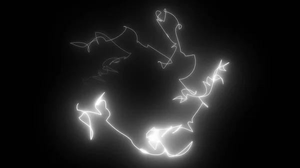 Redare 3D, fundal întunecat abstract generat de calculator cu scribbles de linii strălucitoare de neon — Fotografie, imagine de stoc
