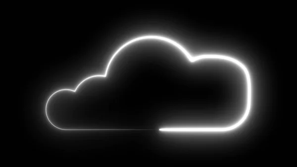 Cloud symbol with neon illumination, lowing neon light tube art design for cloud technology theme, 3d render