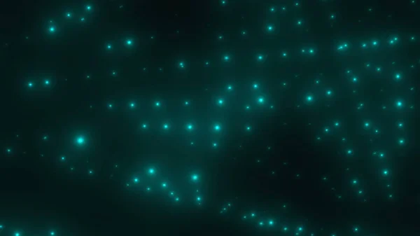 Πολλές σειρές αφηρημένων φώτων βρίσκονται στο χώρο με ομίχλη, 3D απόδοση φόντου υπολογιστή που παράγεται — Φωτογραφία Αρχείου