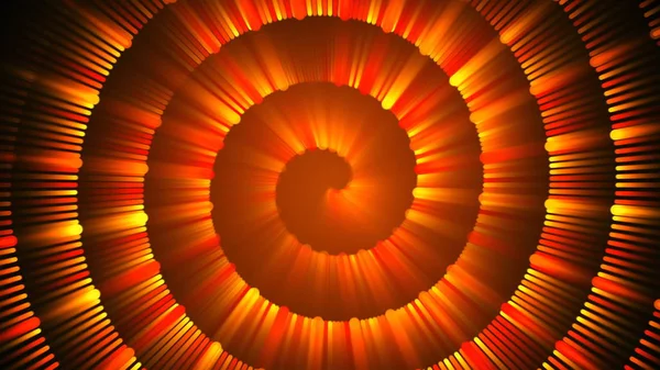 Raggi a spirale d'oro con scintille vorticose luminose, 3D arrossendo luminoso creativo — Foto Stock