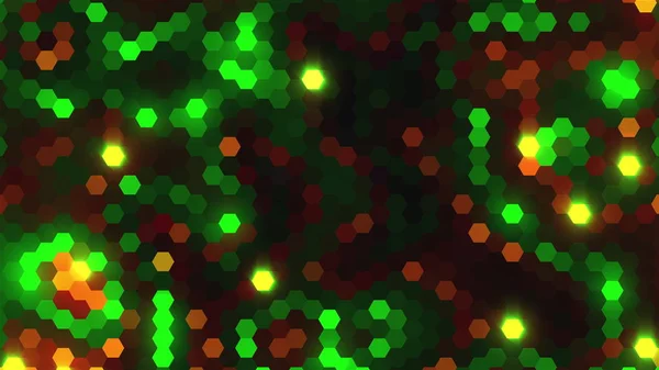 Lumières hexagonales - imitation d'étincelles brillantes, arrière-plan de rendu 3D, généré par ordinateur — Photo