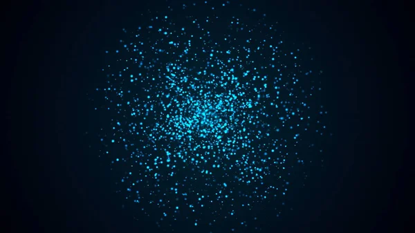 Mnozí abstraktní malé modré částice ve tvaru koule v prostoru, počítač tvořil pozadí abstraktní, 3d vykreslení — Stock fotografie