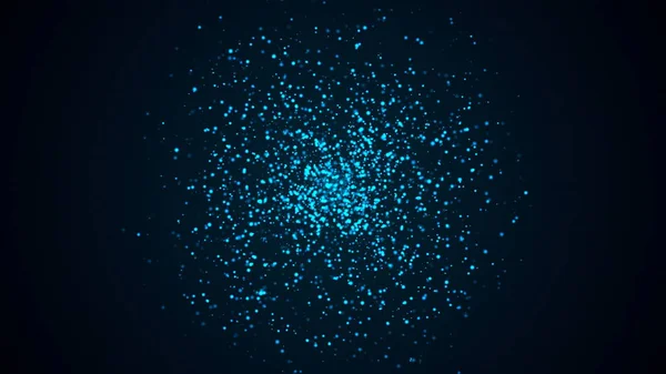 Mnozí abstraktní malé modré částice ve tvaru koule v prostoru, počítač tvořil pozadí abstraktní, 3d vykreslení — Stock fotografie