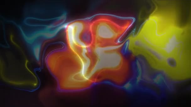 Reflejo de luces de colores parpadeantes en líquido. Fondo abstracto generado por computadora. renderizado 3d — Vídeo de stock