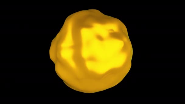 Esfera dorada abstracta moderna con una superficie irregular. Fondo de renderizado 3D, generado por computadora — Vídeos de Stock
