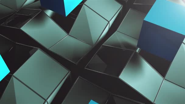 Muchos cubos ascendentes y giratorios con sombras, computadora generada fondo abstracto moderno, 3d render — Vídeos de Stock